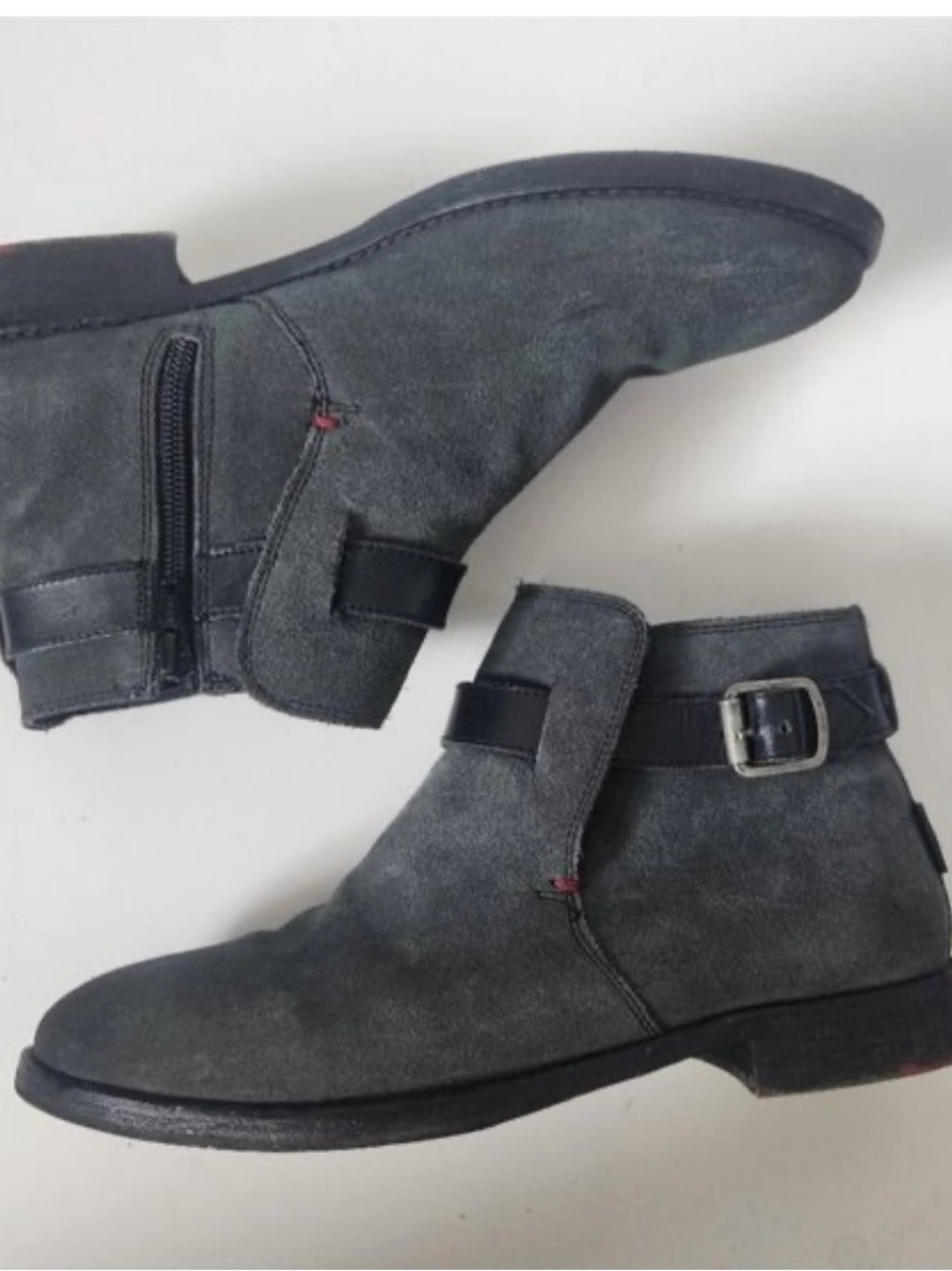 Levi's Gray Suede Ankle Boots with Buckle Detail